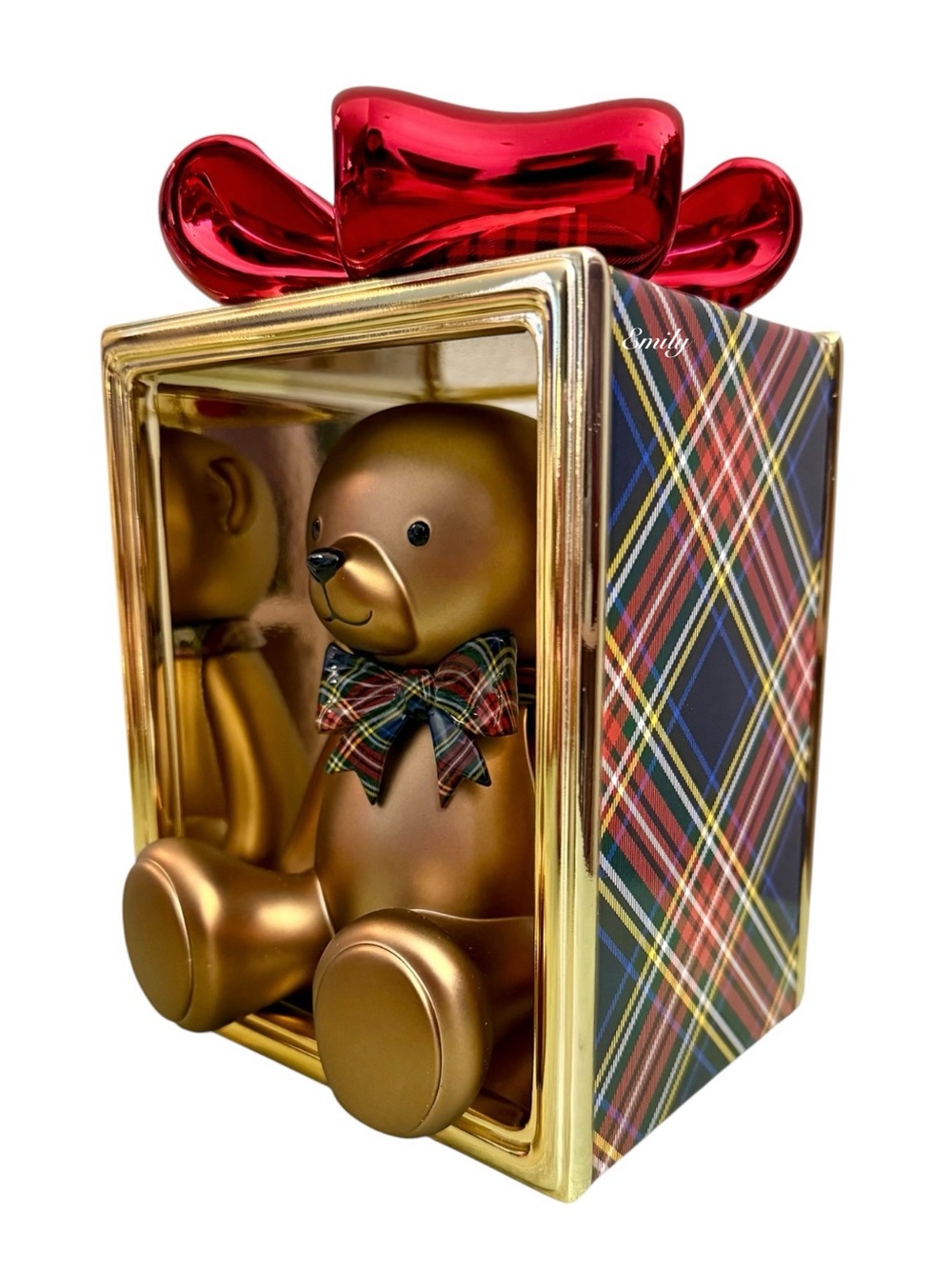 Bath & Body Works Gold TEDDY BEAR PRESENT Pedestal 3-Wick Candle Holder 🧸 - Picture 10 of 10